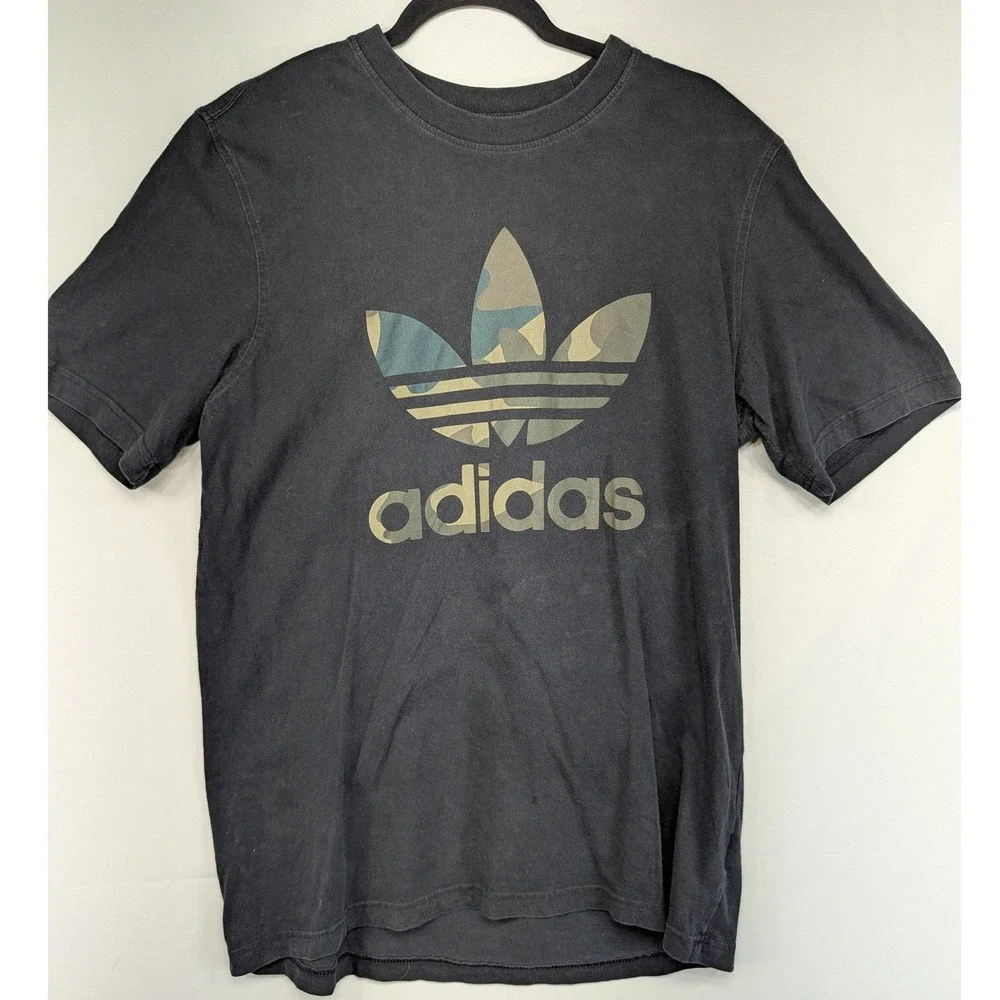 Adidas Trefoil‎ Logo T Shirt Camo Print Black Men's Size Medium